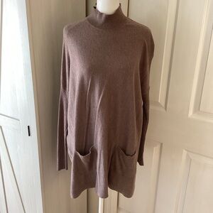 Romeo & Juliet Couture Brown Turtleneck Long Sweater with Front Pockets Size S